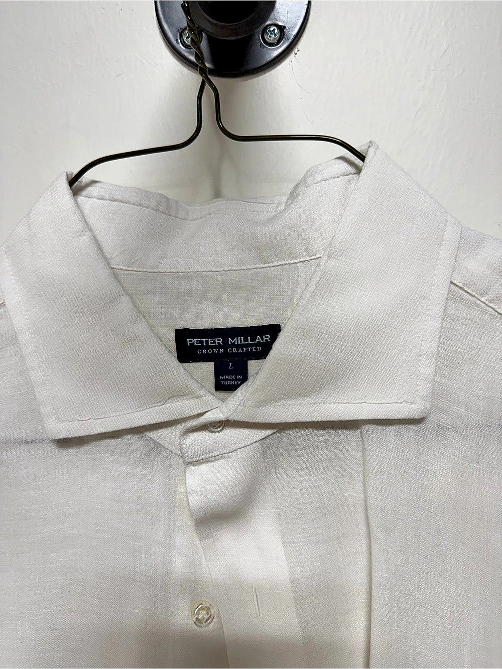 Peter Millar Crown Crafted Linen Sport Shirt White Large - Picture 4 of 4